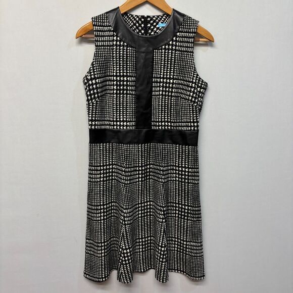 J. McLaughlin Fit & Flare Sleeveless Dress Size Medium Houndstooth C019 -3 - Picture 13 of 14